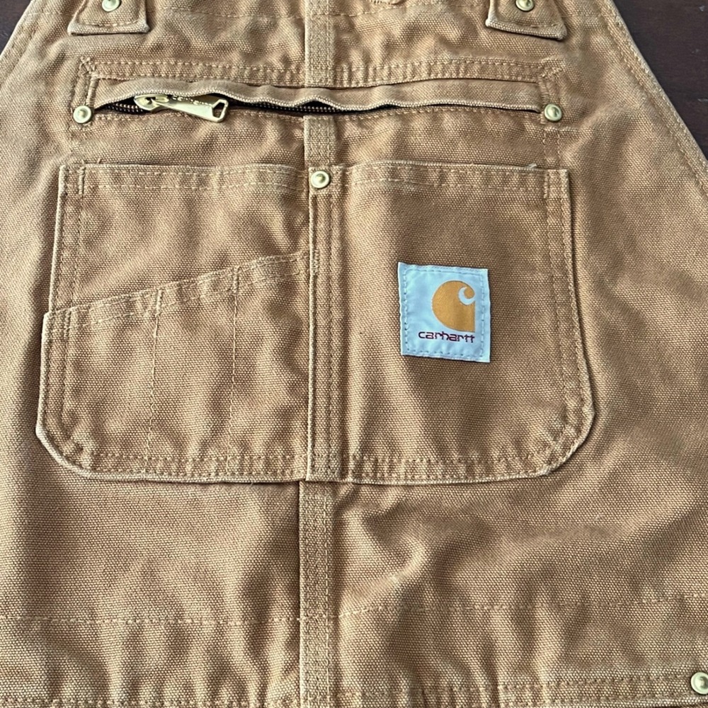 Carhartt Mens Brown Duck Bib Overalls Double Front Work Pants 102776-211 36x30 - Picture 4 of 7